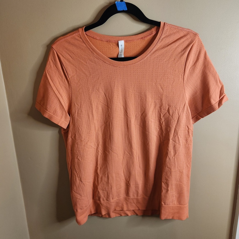 Athleta In Motion Tee Orange Short 657686 L